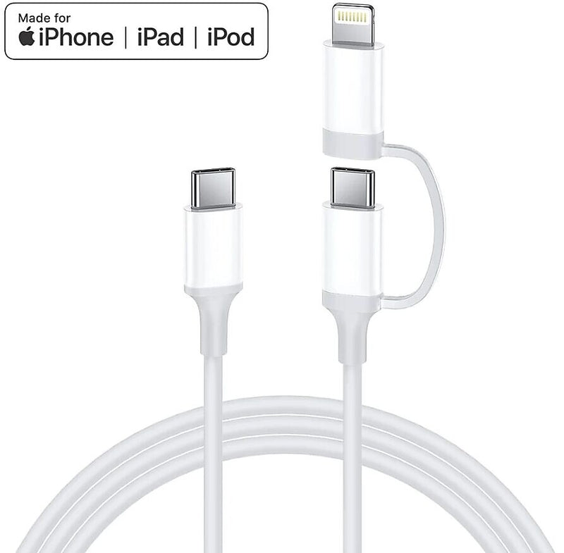 4XEM Lightning USB-C Charging Adapter for Apple, 3ft, White (4X25W2N1KIT3)