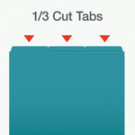 Pendaflex Heavy Duty File Folder, 1/3-Cut Tab, Assorted, Letter Size, Teal, 100/Box (1006995)