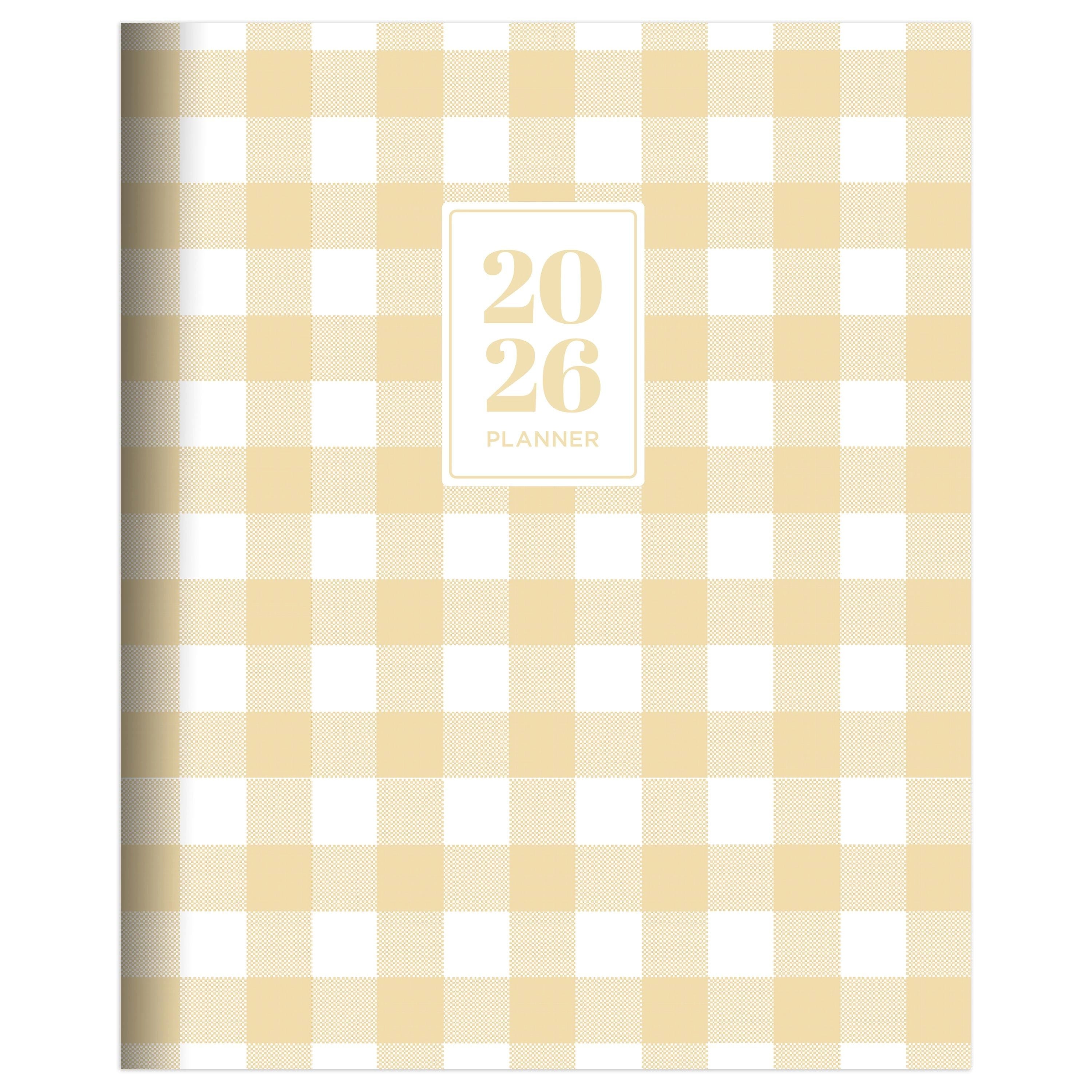 2026 TF Publishing Gingham Wheat 6.5" x 8" Monthly, Paperboard Cover, Yellow (26-4206)