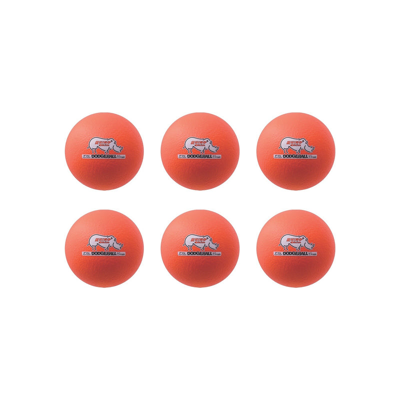 Champion Sports Rhino Skin 6" Foam Dodgeball Set, Orange, 6/Set (CHSRXD6NOSET)