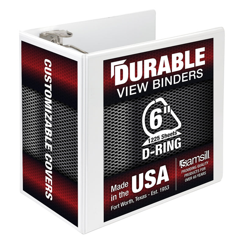 Samsill Titan Heavy Duty  6" View Binder, D-Ring, Made in USA, White (16427)