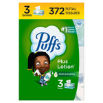 Puffs Plus Lotion Facial Tissue, 2-ply, 124 Tissues/Box, 3 Boxes/Pack (39363)