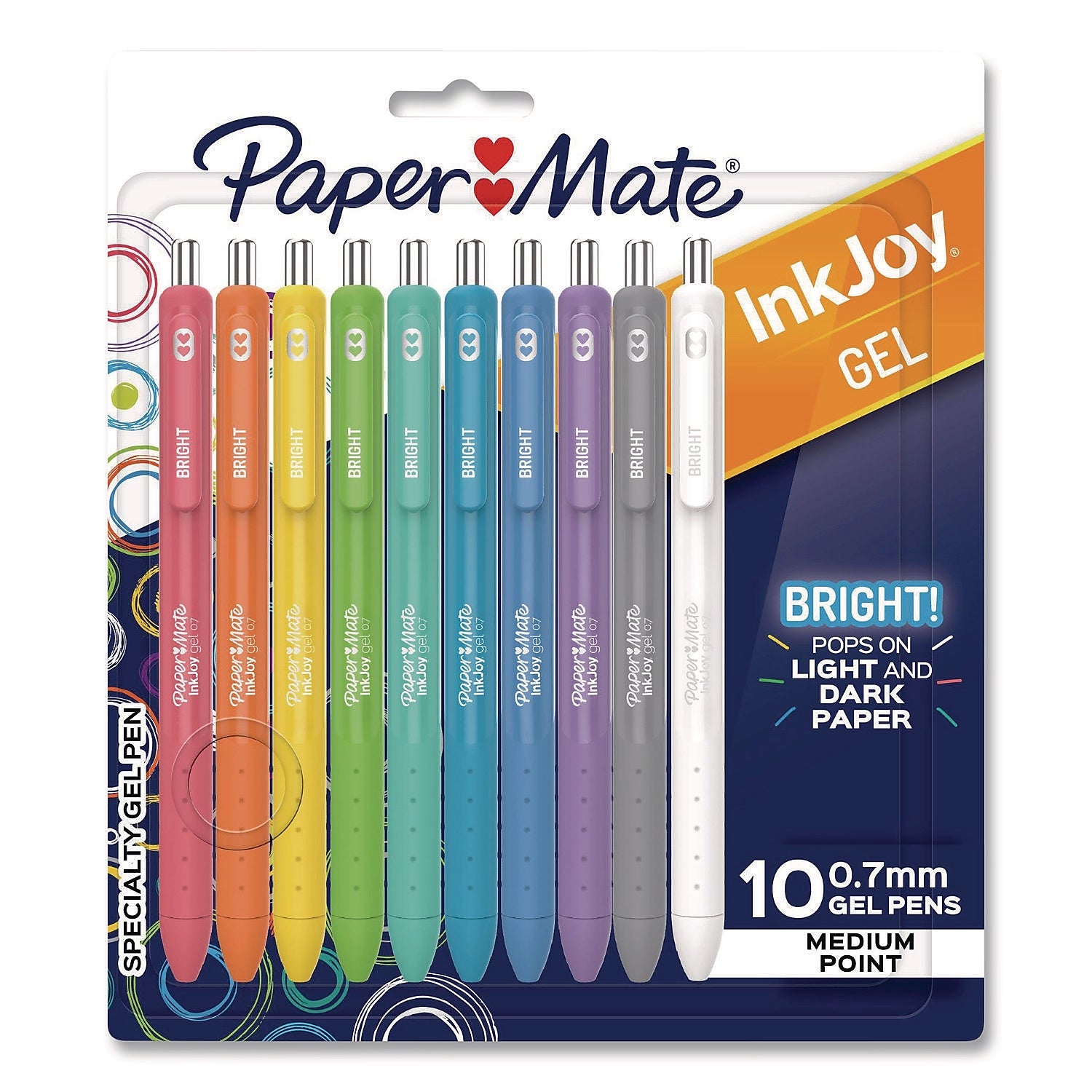Paper Mate InkJoy Retractable Gel Pen, Medium Point, 0.7mm, Assorted Ink, 10/Pack (2173764)
