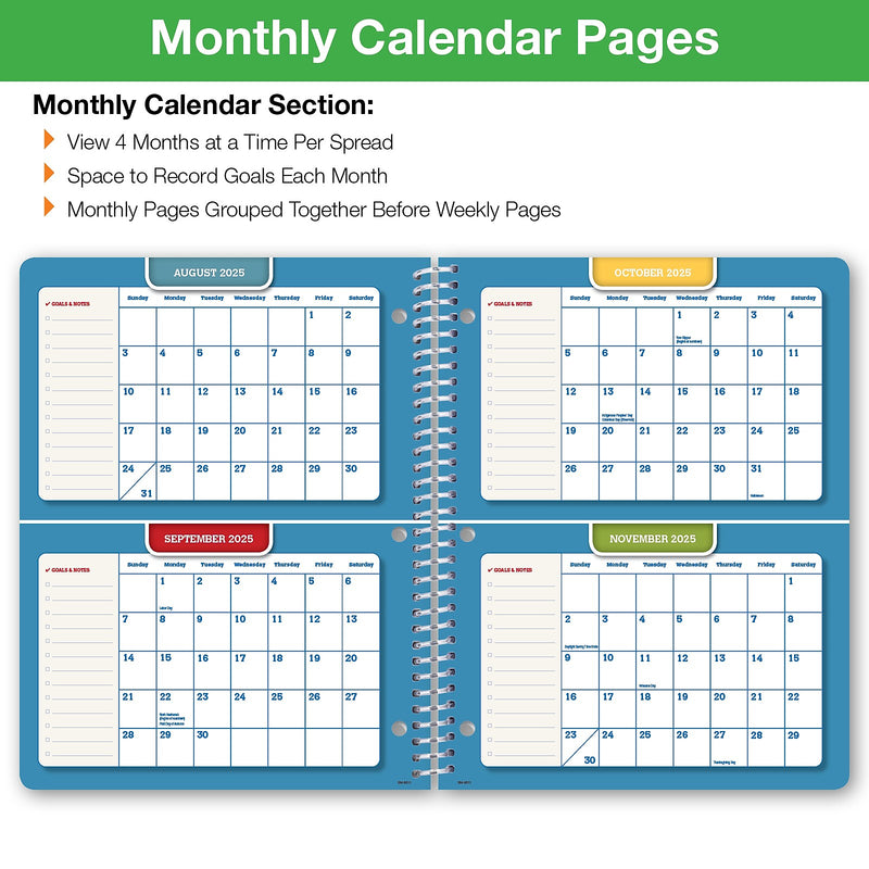 2025-2026 Global Printed Products Halftone Blue 8.5" x 11" Academic Year Planner, Paperboard Cover, Multicolored, 20/Pack