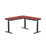 VersaDesk PowerLift 60"W Electric L-Shaped Adjustable Standing Desk, Cherry/Black (PLLSD6060-BC-APP)