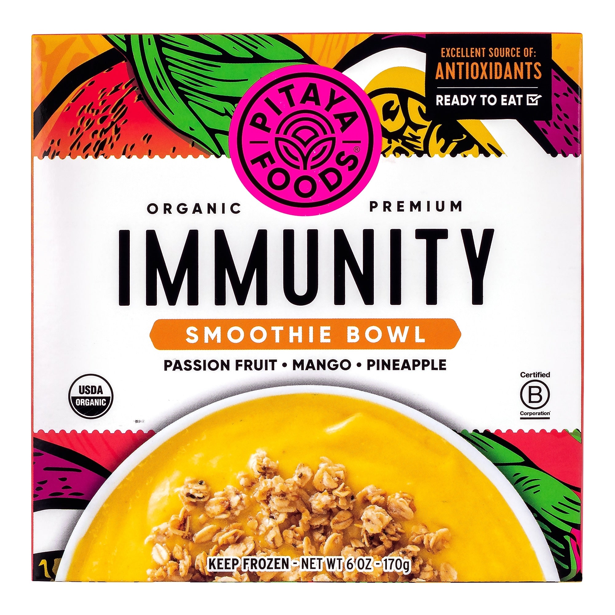 Pitaya Foods Organic Smoothie Bowl, Immunity, 6 oz, 6/Pack (220-02483)
