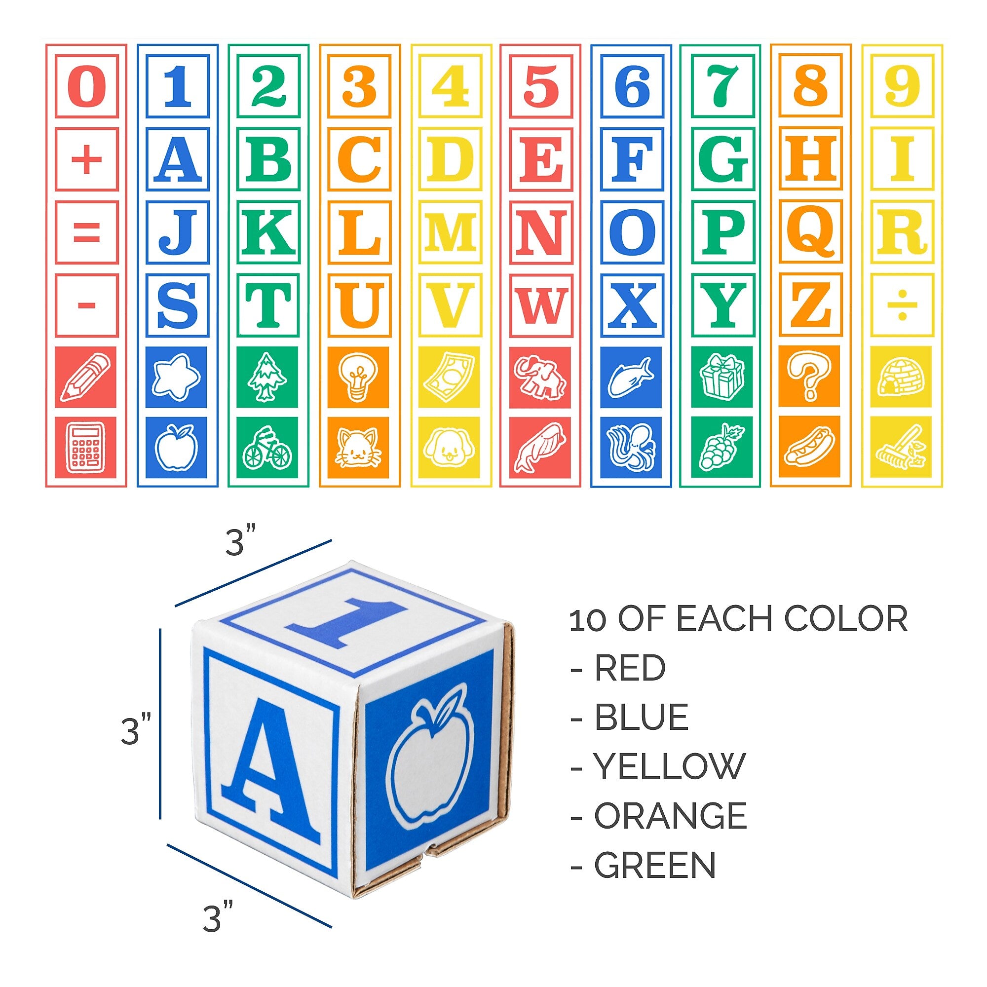 Bankers Box at Play ABC/123/Symbol Learning Blocks, 50/Pack