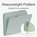 Pendaflex Recycled File Folder, 1-Tab, Assorted, Letter Size, Light Green, 25/Box (17167)