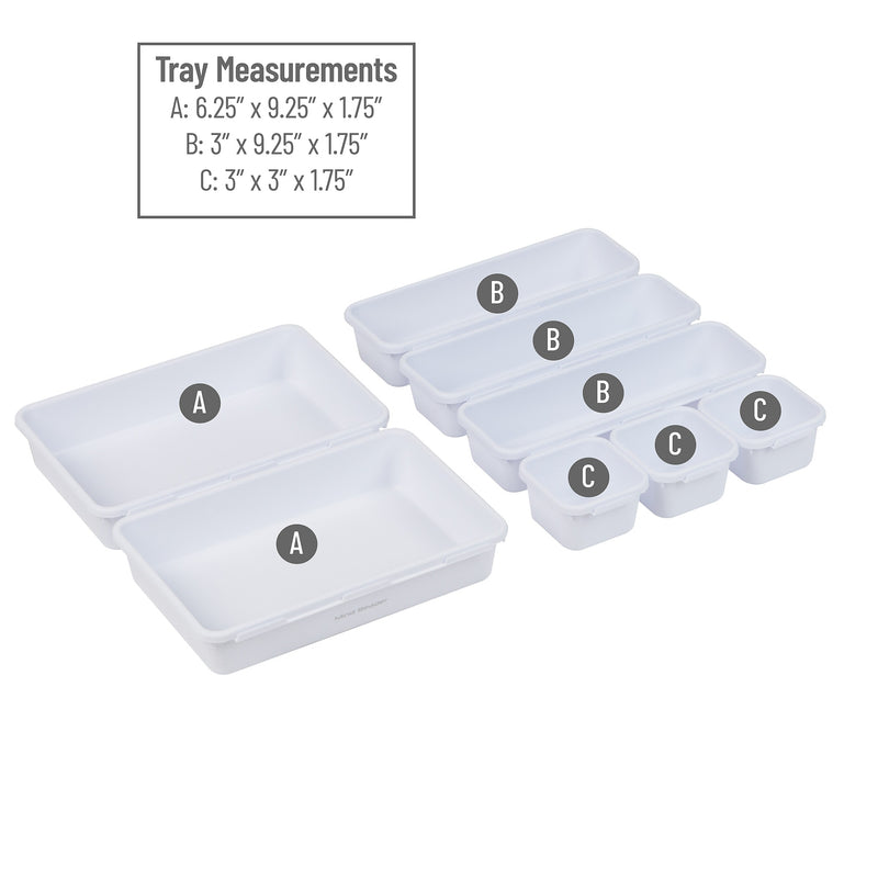 Mind Reader 8-Piece Plastic Drawer Organizer, White (8INTBOX-WHT)