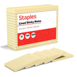 Staples Recycled Sticky Notes, 4" x 6", Sunshine Collection, Lined, 100 Sheets/Pad, 12 Pads/Pack (S-46YR12)