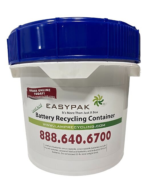 Terracycle Regulated Waste Plastic EasyPak Lead Acid Battery Recycling Container, 2.5 Gallon, White (510-2350)