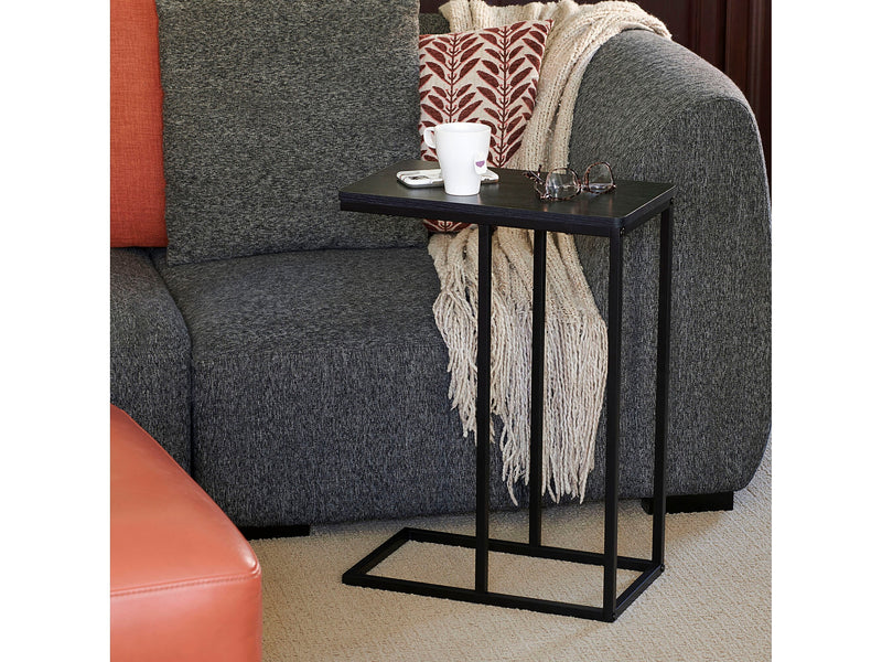 Household Essentials Jamestown 10.25"W x 17.75"D Laminate End Table, Black Oak/Black (8113-1)