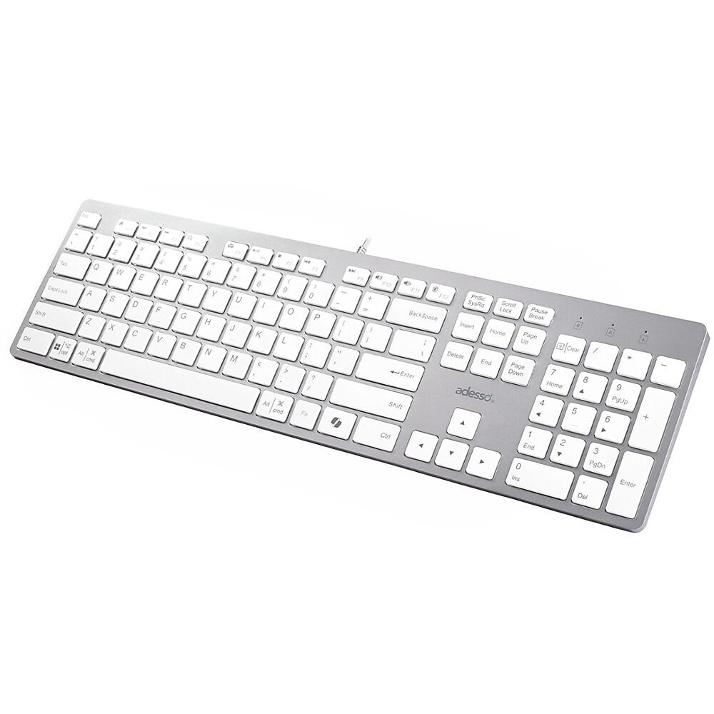 Adesso EasyTouch 730 Wired Multi-OS Scissor Switch Keyboard with Copilot AI Hotkey, White (AKB-730UW)