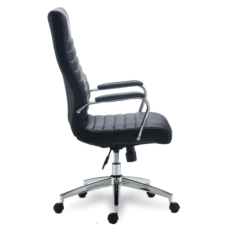Alera Eddleston Series Fixed Arm Leather Swivel Manager Chair, Black (ALEED41B19)