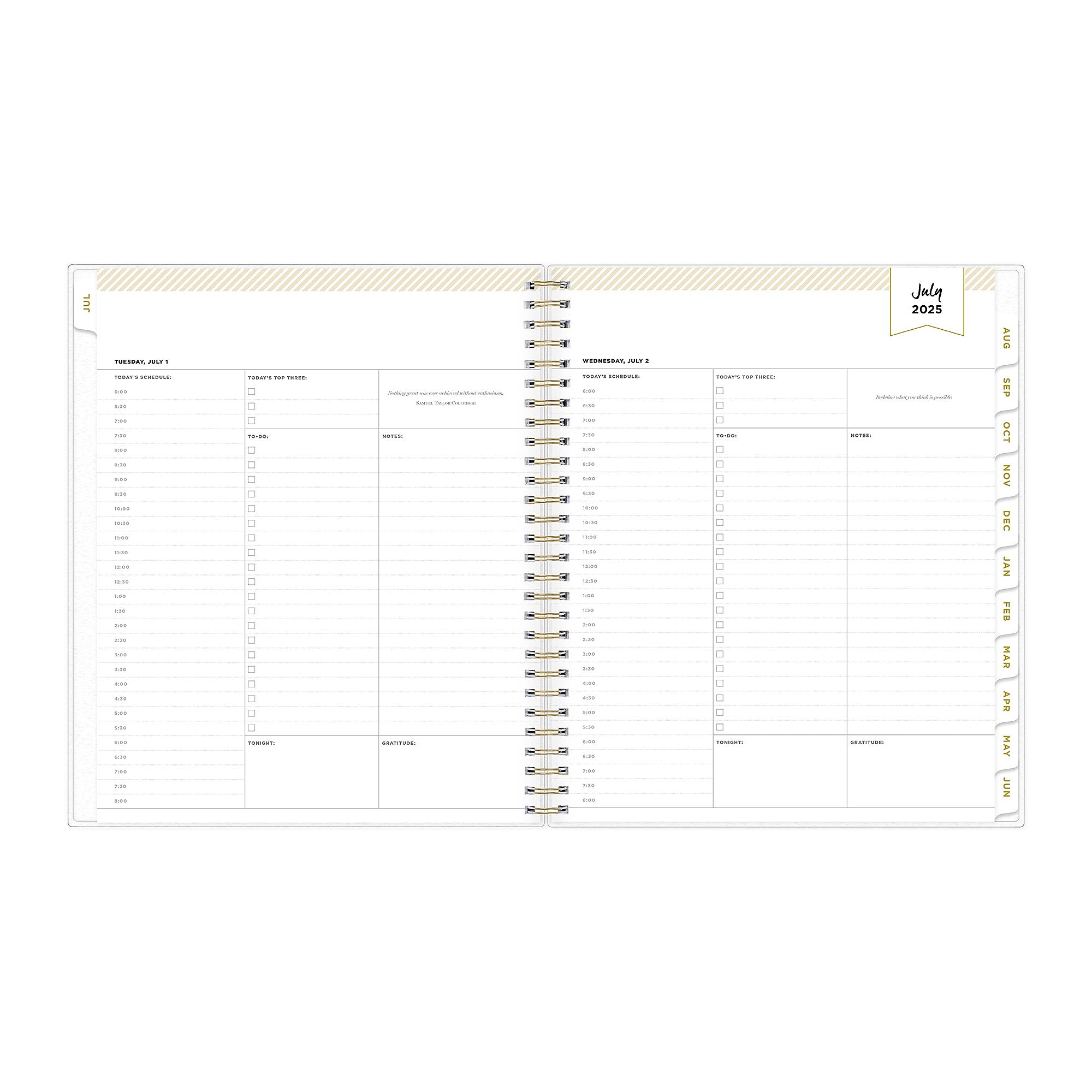 2025-2026 Day Designer for Blue Sky Rugby Stripe 8" x 10" Academic Daily & Monthly Personal Organizer (137885-A26)