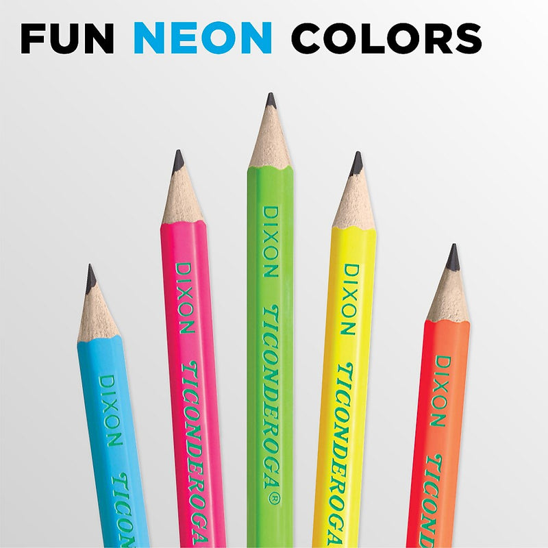 Ticonderoga Neon Pre-Sharpened Wooden Pencil, #2 Medium Lead, 18/Pack (X13018)