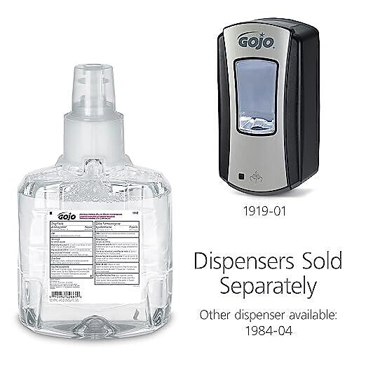 GOJO Antibacterial Foaming Hand Soap Refill for LTX 12 Dispenser, Plum Scent, 1200 ml, 2/Carton (1912-02)