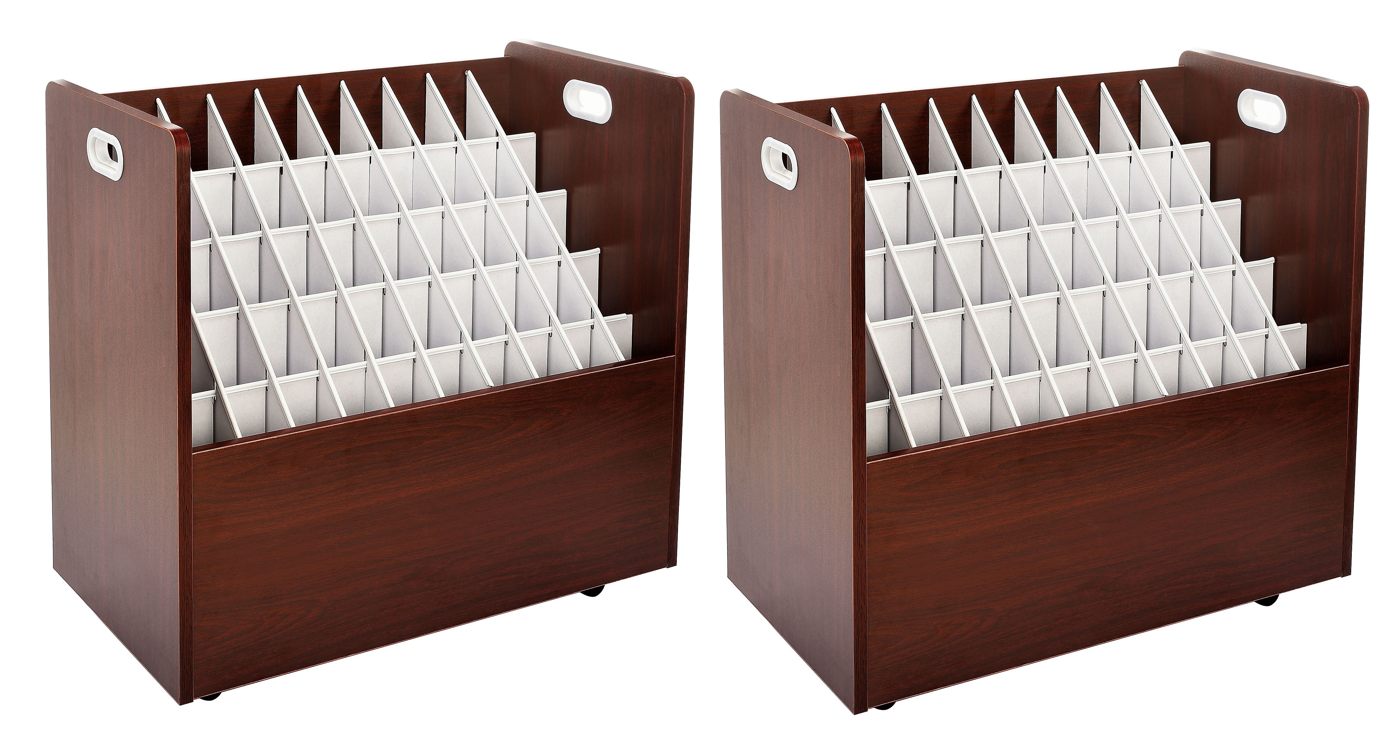 AdirOffice 50-Slot Mobile Roll File, 28.5"H x 30"W x 15.75"D, Mahogany, 2/Pack (626-MA-2PK)