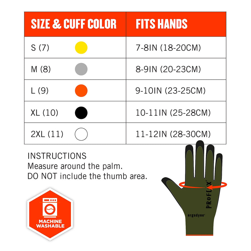 Ergodyne ProFlex 7042 Nitrile Coated Cut-Resistant Gloves, ANSI A4, Heat Resistant, Green, XXL, 1 Pair (10346)