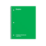 Staples 1-Subject Notebook, 8" x 10.5", College Ruled, 70 Sheets, Green (ST27502C)