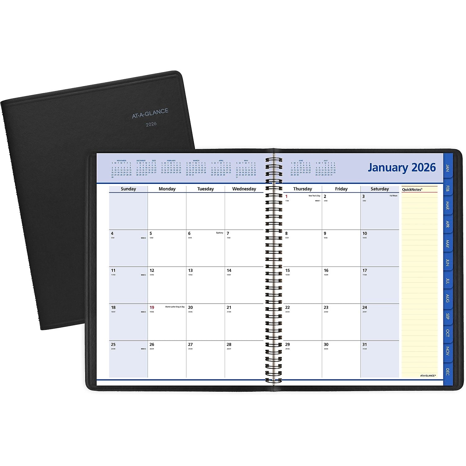 2026 AT-A-GLANCE QuickNotes 8.25" x 11" Monthly Planner, Faux Leather Cover, Black (76-06-05-26)