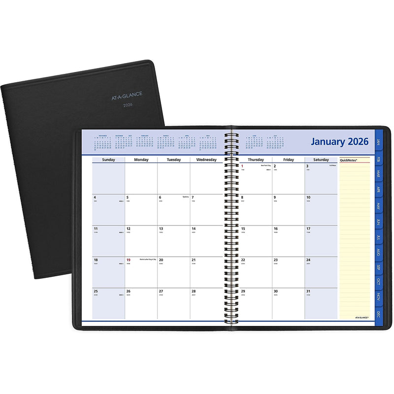 2026 AT-A-GLANCE QuickNotes 8.25" x 11" Monthly Planner, Faux Leather Cover, Black (76-06-05-26)