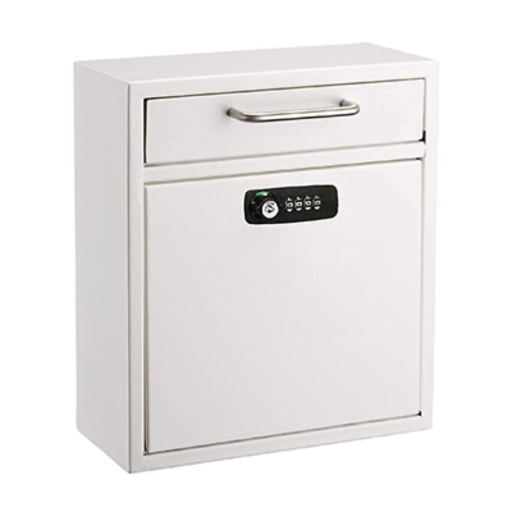 AdirOffice Steel Large Wall Mounted Interoffice Mailbox Drop Box, Combination Lock, White (631-04-WHI-KC)