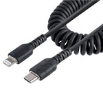 StarTech.com 1.6ft USB-C to Lightning Heavy Duty Coiled Cable, Male to Male, Charge/Sync, Black (RUSB2CLT50CMBC)