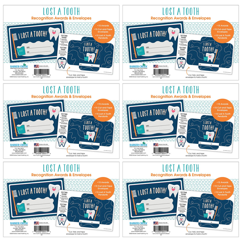 Barker Creek Lost a Tooth Awards & Envelopes, 8.5 x 5.5", Multicolored, 180/Set (4444)