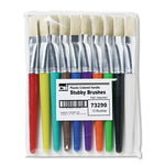 Stubby Brush Set, Natural Bristle, Flat Profile, 10/set