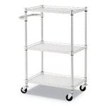 Three-Shelf Wire Cart with Liners, Metal, 3 Shelves, 450 lb Capacity, 24" x 16" x 39", Silver