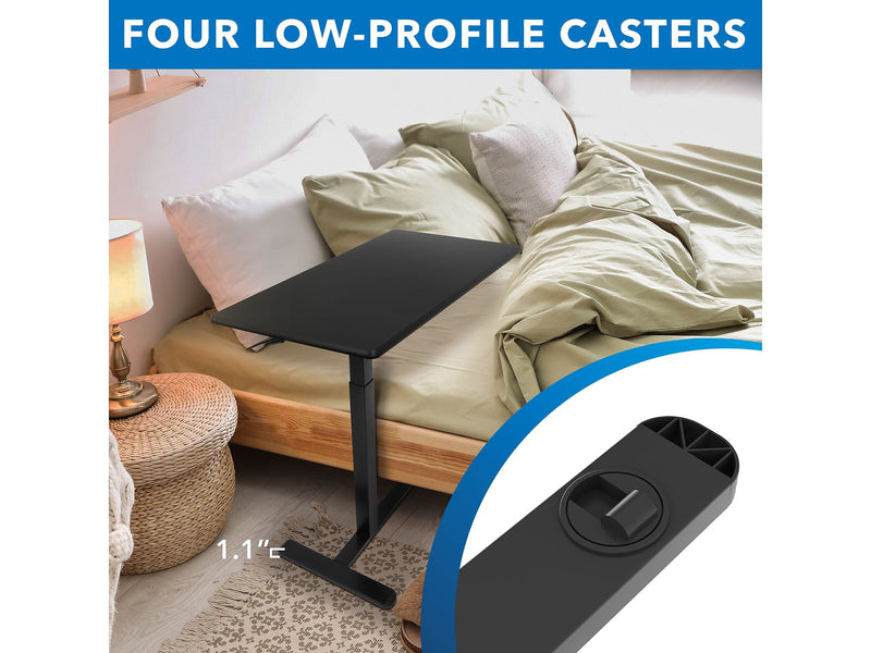 Mount-It! Height-Adjustable Overbed Desk, 26.3"-42.1"H, Black (MI-8040)