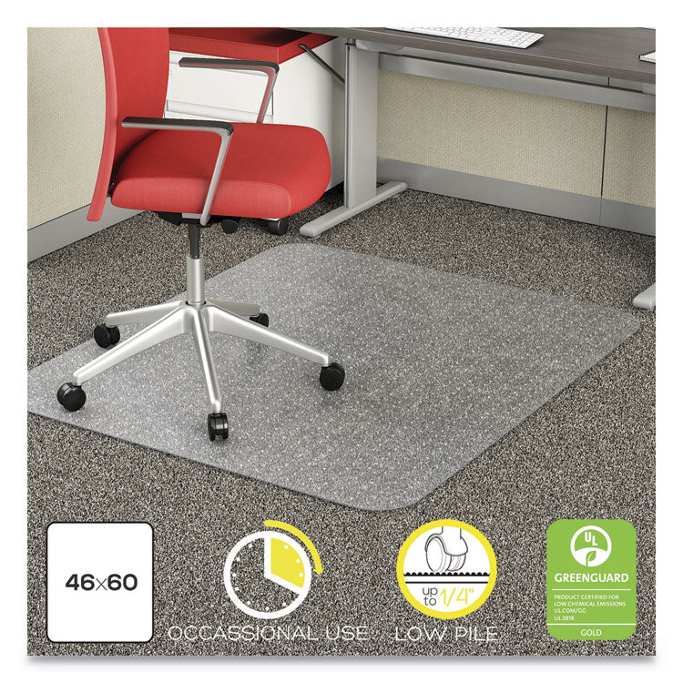 Economat Occasional Use Chair Mat, Low Pile Carpet, Roll, 46 X 60, Rectangle, Clear