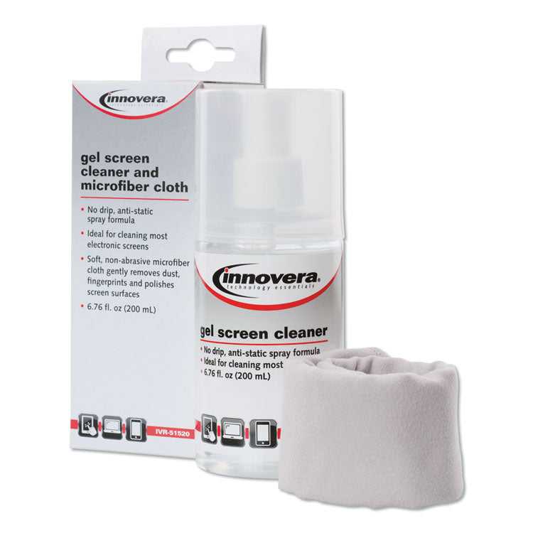 Anti-Static Gel Screen Cleaner, With Gray Microfiber Cloth, 4 Oz Spray Bottle