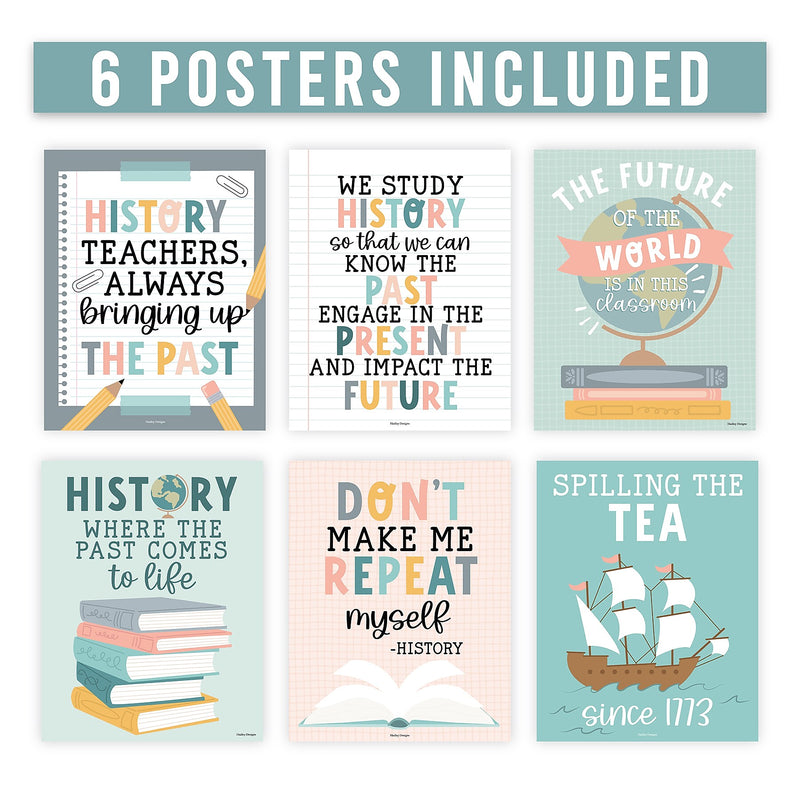 Hadley Designs 11" x 14" Boho History Bulletin Board Classroom Decor Posters, 6/Set (HDDX004BE8MKR)