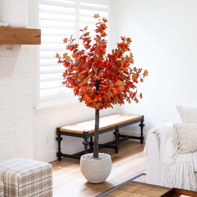 Nearly Natural 6' Autumn Lush Maple Artificial Fall Tree (T4833)