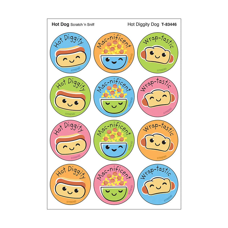 Trend Enterprises Hot Diggity Dog Hot Dog scent Scratch 'n Sniff Stinky Stickers, Multicolored, 48/Pack, 6/Packs/Bundle