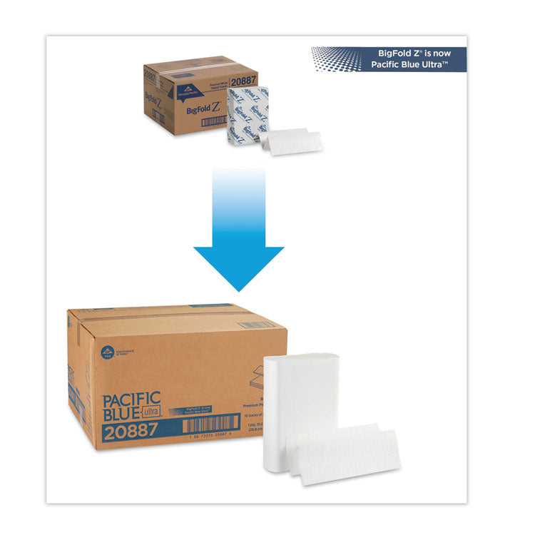 Pacific Blue Ultra Folded Paper Towels, 1-Ply, 10.2 x 10.8, White, 220/Pack, 10 Packs/Carton