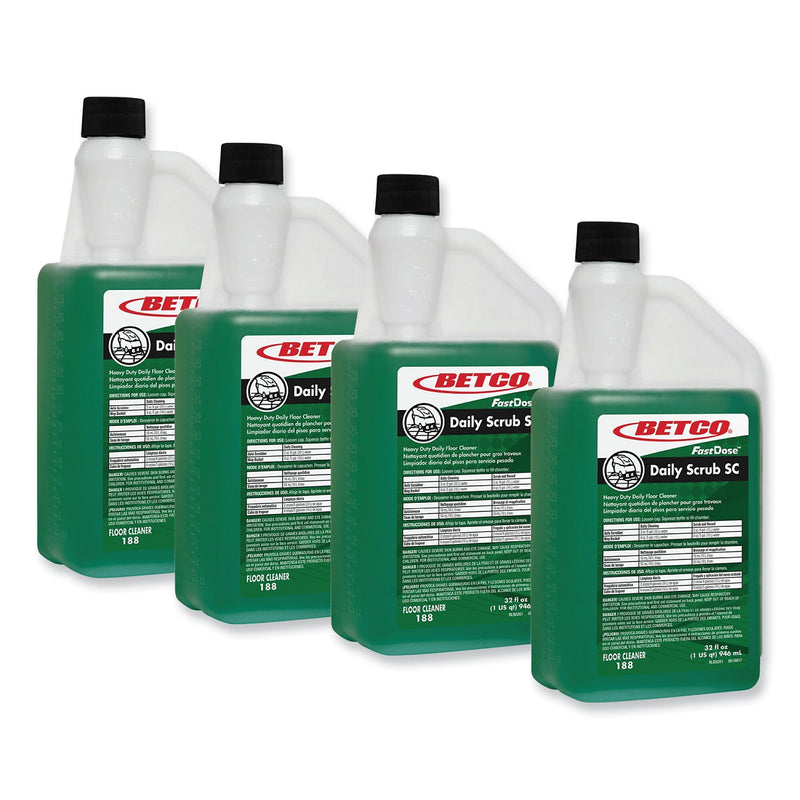 Betco Daily Scrub SC Floor Cleaner, Characteristic Scent, 32 oz Bottle, 6/Carton