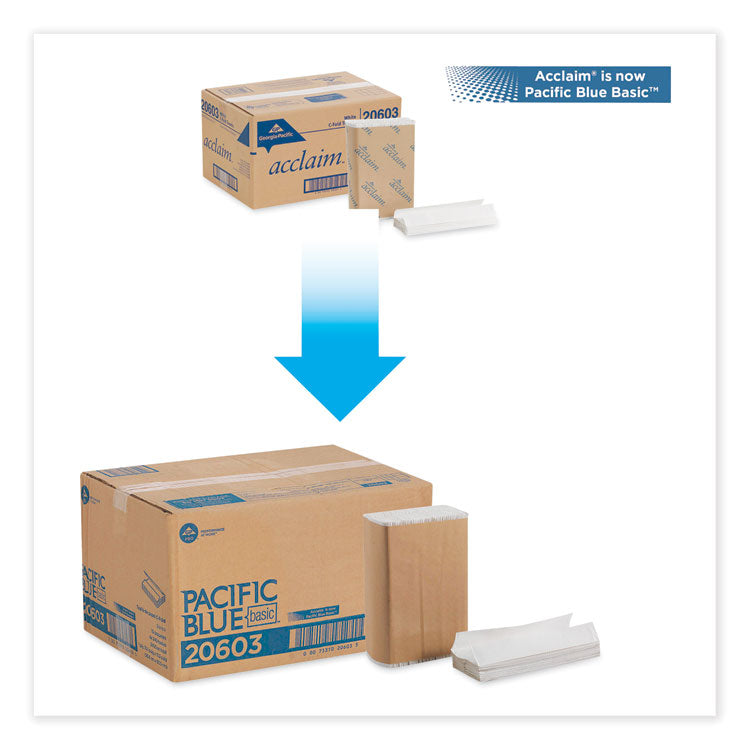 Pacific Blue Basic C-Fold Paper Towels, 1-Ply, 10.1 x 13.2, White, 240/Pack, 10 Packs/Carton