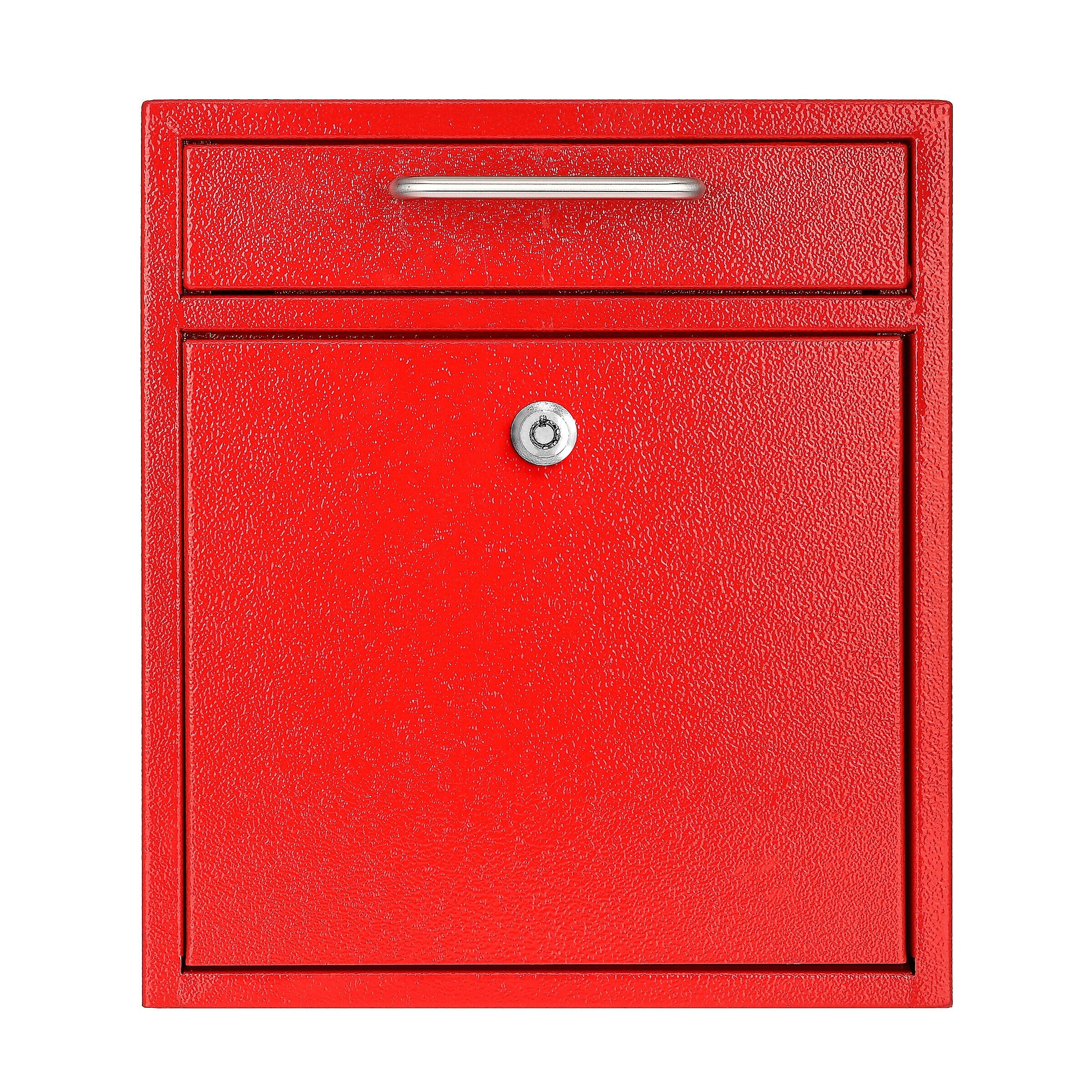 AdirOffice Steel Indoor/Outdoor Interoffice Drop Box Mailbox, Medium, Red (631-05-RED-PKG)