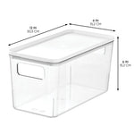 iDESIGN Stackable Plastic Storage Bin with Lid, 6" x 12"x 6", Clear, 3/Pack (29121M3)