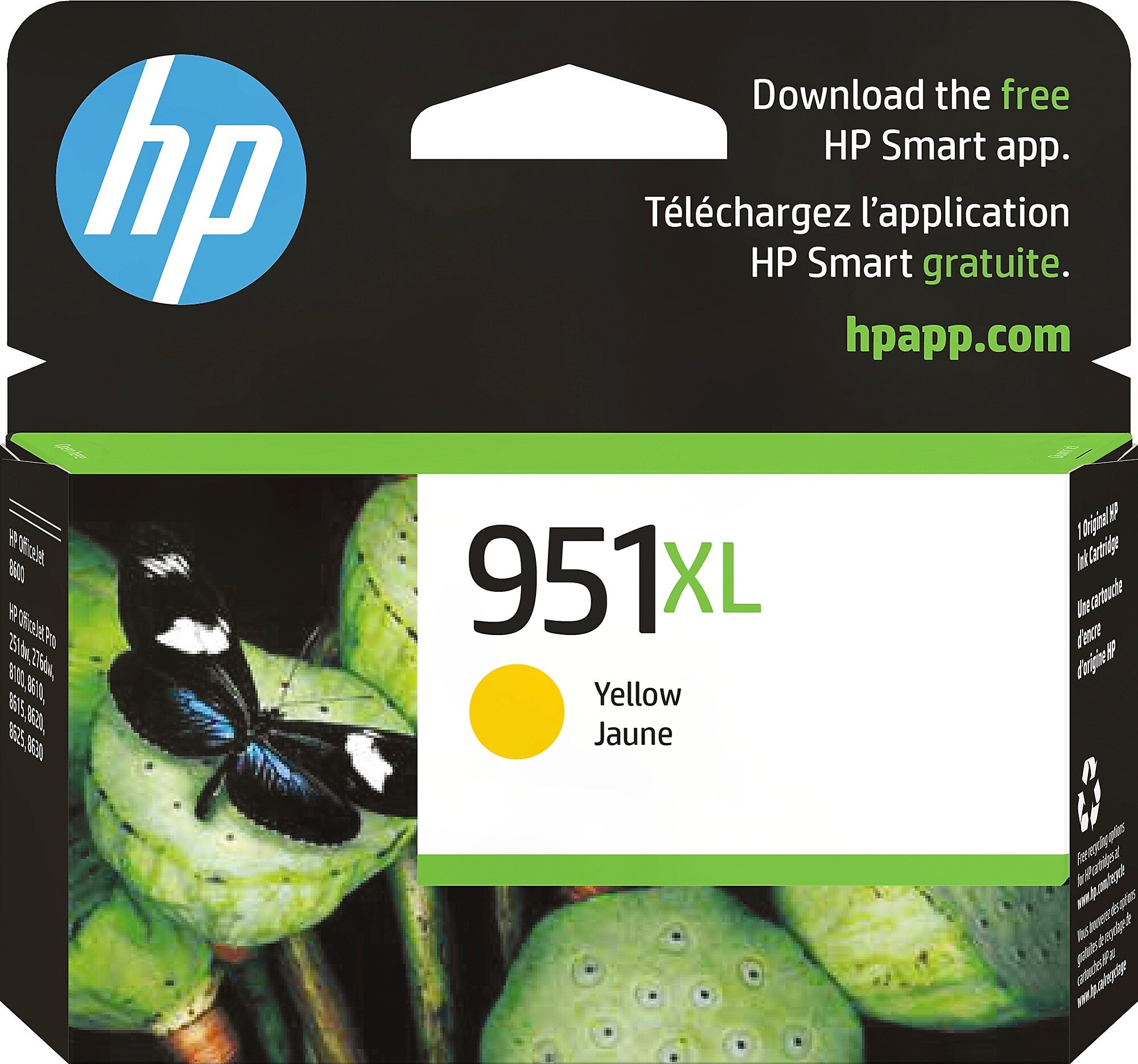 HP 951XL Yellow High Yield Ink Cartridge, Prints Up to 1,500 Pages (CN048AN#140)