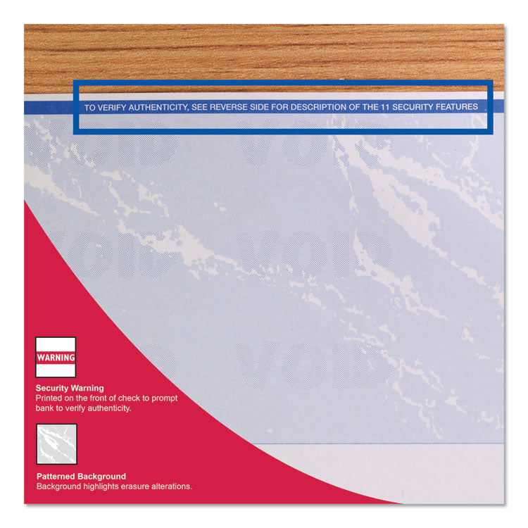 Security Business Checks, 11 Features, 8.5 X 11, Blue Marble Top, 500/ream