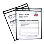 Stitched Shop Ticket Holders, Super Heavy-Duty, Top Load 8.5 x 11 Insert, Clear Front, Black Border, 25/Box