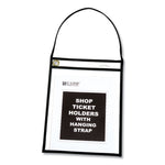 Stitched Shop Ticket Holders, 22" Hang Strap, Super Heavy-Duty, Top Load 9 x 12 Insert, Clear Front, Black Border, 15/Box