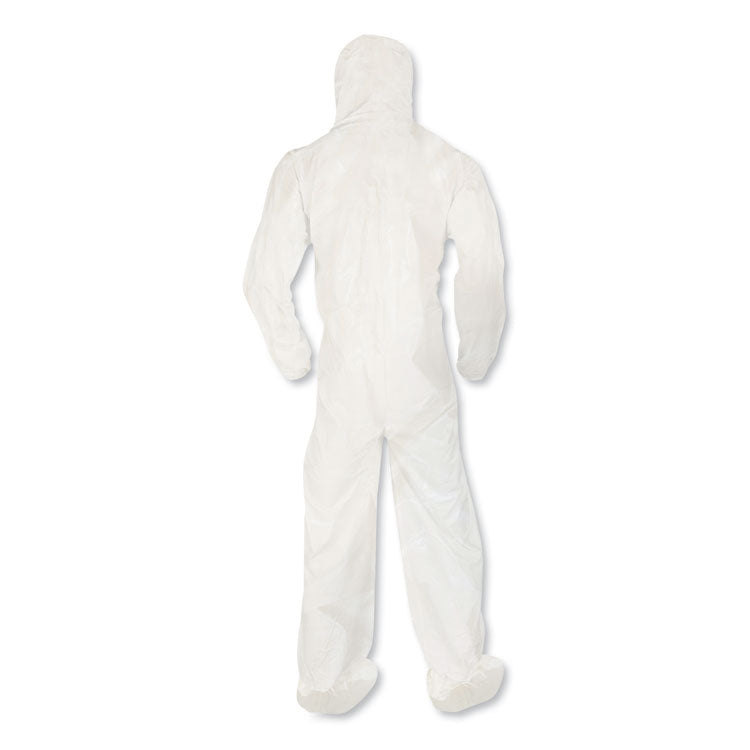 A80 Elastic-Cuff Hood and Boot Coveralls, Large, White, 12/Carton