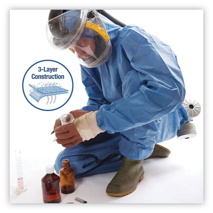 A60 Elastic-Cuff, Ankles and Back Hooded Coveralls, X-Large, Blue, 24/Carton