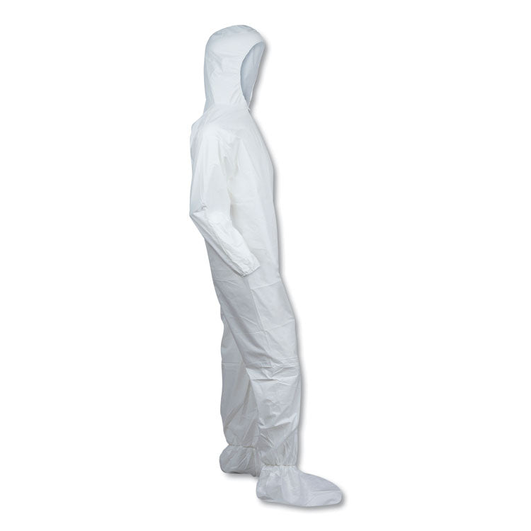 A30 Hood and Boots Splash/Particle Protection Coverall, 5X-Large, White, 25/Carton
