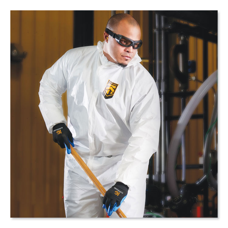 A80 Elastic-Cuff Hood and Boot Coveralls, Large, White, 12/Carton